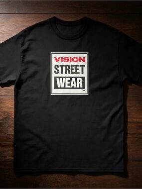 Vision street wear vintage logo t shirt 80's skateboarding tee Black T-shirt